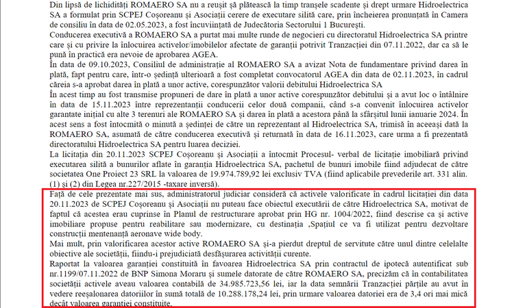 DOCUMENT Salvarea Romaero: Planul de reorganizare a fost confirmat de instanță. Măsuri de reducere a pierderilor