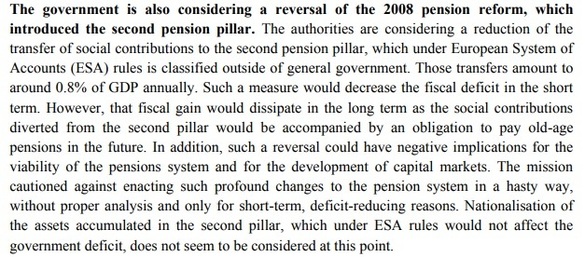 DOCUMENT Comisia Europeană avertizează Guvernul să nu modifice profund și în grabă sistemul de pensii, prin reducerea contribuțiilor la Pilonul II, doar pentru a reduce deficitul pe termen scurt: pot fi implicații negative!
