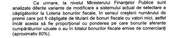 DOCUMENT Finanțele vor să modifice Loteria bonurilor fiscale