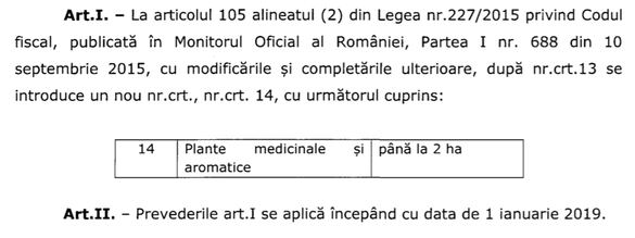 Culturile de plante medicinale și aromatice, neimpozabile în limita unei suprafețe