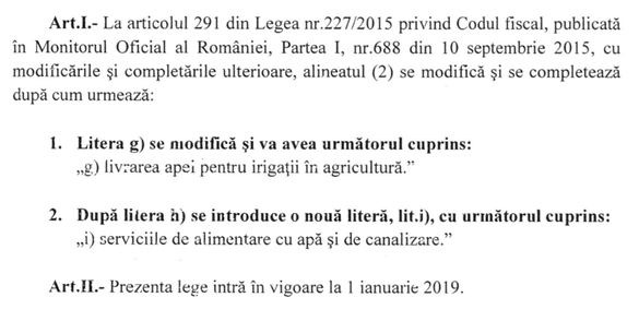 De astăzi, TVA de 9% pentru serviciile de alimentare cu apă și canalizare