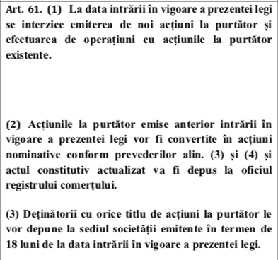 Legea care interzice acțiunile la purtător a primit avizul final, dar cu scandal - fiind votată de două ori. Tranzacțiile politicienilor și șefilor firmelor de stat vor fi monitorizate mai atent, dar România riscă sancțiuni 