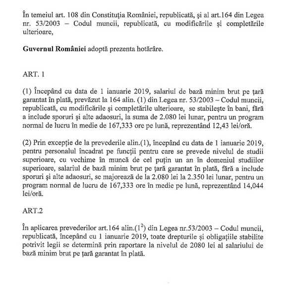 DOCUMENT Guvernul a semnat creșterea salariului minim, eliminând o categorie care urma să primească bani mai mulți