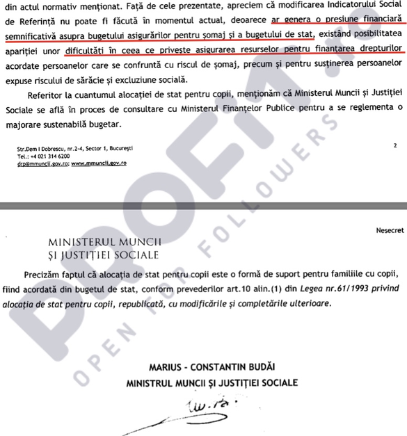 DOCUMENT Guvernul recunoaște că riscă dificultăți la plata ajutoarelor sociale dacă ar crește ISR, indicator neactualizat cu inflația de peste 10 ani și luat în calcul la indemnizația de șomaj. Discută însă majorarea alocației pentru copii