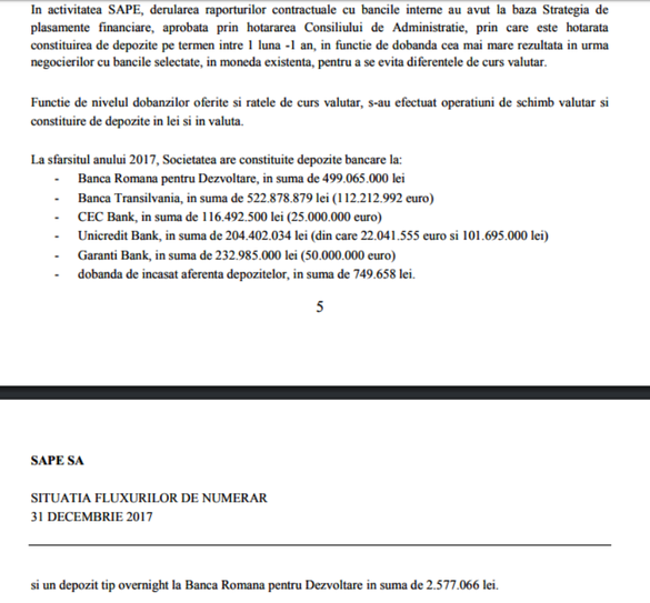 Sursă: Raportul administratorilor SAPE SA pe anul 2017