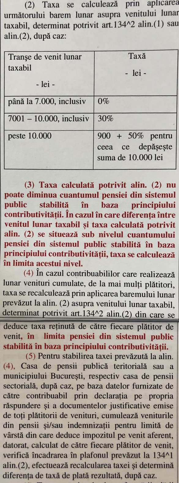 DOCUMENT Modificări la taxarea pensiilor speciale: Este scutită partea de contributivitate. Foștii șefi de stat nu mai scapă