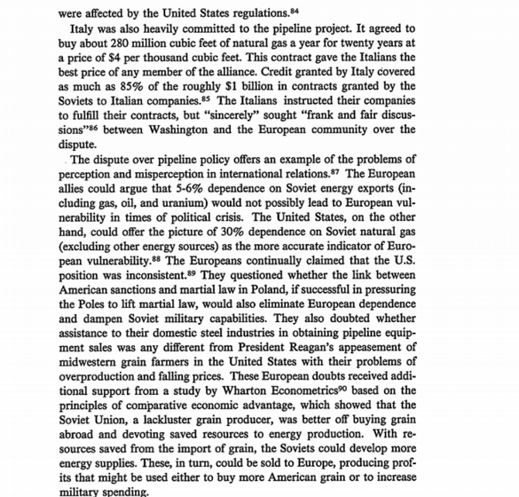 Sursă: The Soviet Gas Pipeline Incident: Extension of Collective Security Responsibilities to Peacetime Commercial Trade, Patrick J. DeSouza, 1984, Yale Journal of International Law