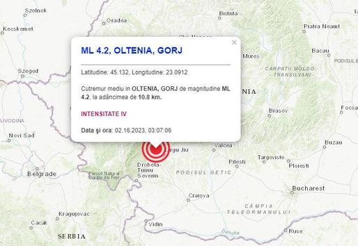 Nouă serie de cutremure în Gorj, peste noapte, produse la mică adâncime