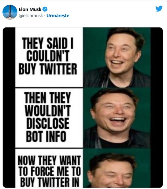 FOTO Reacția lui Elon Musk după ce Twitter a amenințat că îl dă în judecată 