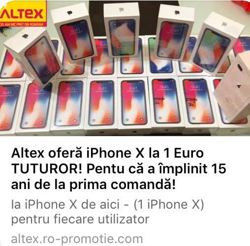 FOTO Tentativă de înșelătorie pe Facebook. Sunt vizați clienții companiei Altex România