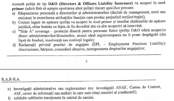 DOCUMENT Registrul Auto anulează licitația pentru polița destinată șefilor instituției împotriva deciziilor greșite sau investigațiilor administrative din partea ASF, ANAF sau Curții de Conturi