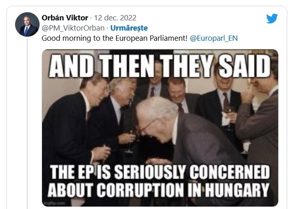 FOTO Orban ironizează Parlamentul European pentru scandalul de corupție