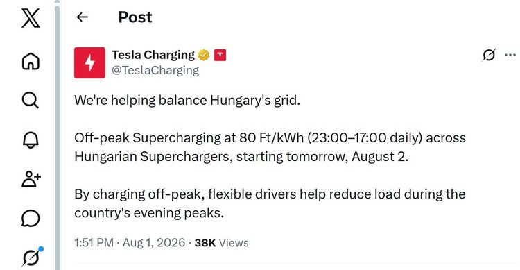 FOTO Criza energetică provocată de secetă: Tesla se implică reducând cu 60% prețul reîncărcării în afara orele de vârf de consum la stațiile Supercharger din Ungaria