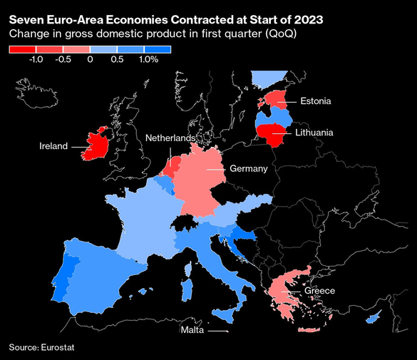 GRAFICE Zona euro a intrat în recesiune. Întreaga Uniune Europeană crește însă cu 1%, România având al patrulea cel mai mare avans din primul trimestru