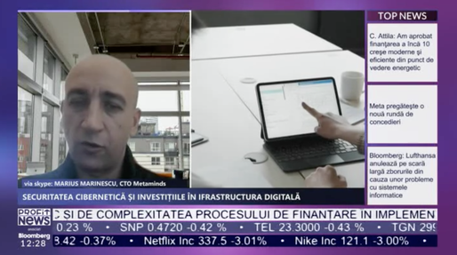 PROFIT NEWS TV Marius Marinescu, CTO Metaminds: Majoritatea proiectelor din România prevăd sisteme reziliente la dezastre, au planuri de recuperare, însă nu există nicio entitate care să coordoneze complet acest efort