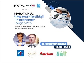 Maratonul Profit.ro Impactul fiscalității în economie Ediția a IV-a. Ce riscuri există dacă România nu se încadrează în deficit? Globalizarea veniturilor: cum va funcționa? Ce efect asupra clasei de mijloc? Impactul majorării TVA și al accizelor