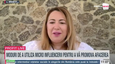 VIDEO Profit.ro Live TV – Adelina Păsat, BuzzStore: Au fost supraestimate comunitățile prin cumpărarea de followeri. Viitorul influencer marketingului stă în consumatori reali