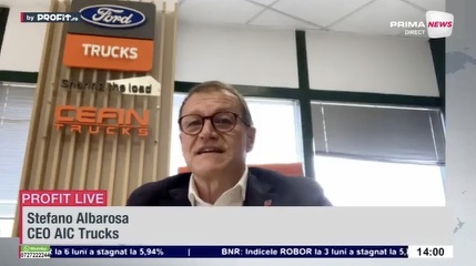 VIDEO Este un moment bun pentru investiții. Stefano Albarosa, CEO AIC Trucks: Avem speranța că se va reveni la un sistem de taxare după profit, nu după cifra de afaceri. Cercetarea este primul motor - Profit.ro Live TV