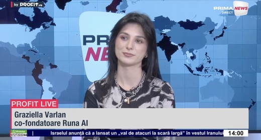 VIDEO Sky is the limit. Graziella Varlan, co-fondatoare Runa AI: Vrem să începem cu beauty, dupǎ care sǎ ne extindem și către alte industrii. Vrem să avem mai multe hotspot-uri de modă în lume - Profit.ro Live TV