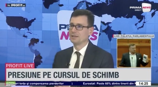 VIDEO Banii devin mai scumpi. Claudiu Cazacu, consulting strategist, XTB România: Nu doar că devine mai scump din punct de vedere al dobânzii, devine mai scump pentru că România are peste 50% împrumuturi în valută. Este o pondere cu mult peste ce vedem în regiune - Profit.ro Live TV