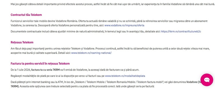 FOTO Vodafone și Telekom, mesaj în România către clienți după finalizarea fuziunii. Ce se întâmplă cu facturile și contractul actual