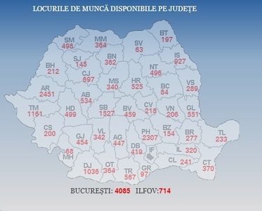 ANOFM: 25.500 de locuri de muncă vacante la nivel naţional; cele mai multe sunt în Bucureşti, Arad, Prahova, Sibiu şi Dolj