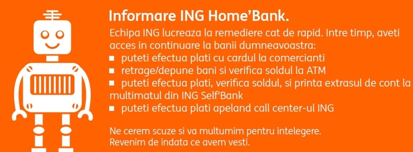 ING: Serviciul Home Bank este indisponibil 