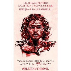 Campania de donare de sânge „Bleed For The Throne”, în două weekend-uri, la Bucureşti