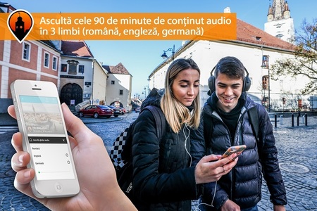 Ghid audio în trei limbi, disponibil în aplicaţia Sibiu City, pentru vizitarea centrului istoric al Sibiului

