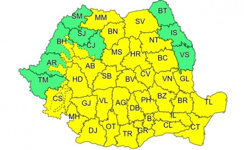 ANM a emis o prognoză specială pentru Bucureşti / Averse şi descărcări electrice în Capitală, de sâmbătă până marţi / Cod galben în mai multe zone ale ţării, sâmbătă şi duminică