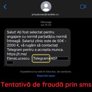 Directoratul Naţional de Securitate Cibernetică: Utilizatori din România continuă să fie vizaţi de mesaje cu oferte false de angajare, special create de infractorii cibernetici / Noile mesaje, distribuite în special pe Telegram 