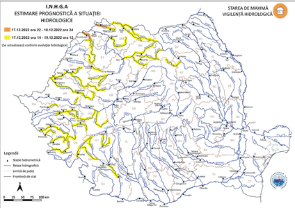Cod galben de inundaţii, pe râuri din judeţele Satu Mare, Sălaj, Bihor, Arad şi Hunedoara/ Cod portocaliu pe râuri din bazinele hidrografice Tur şi Crasna, judeţul Satu Mare