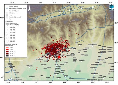 INFP: 960 de cutremure, produse din 13 februarie în Gorj / Cea mai mare valoare a acceleraţiei maxime, într-o localitate din Hunedoara, la 43 de kilometri de epicentru / Caracteristricile cutremurului de 5,7, mai mici de 2 ori decât ale celui din 1977
