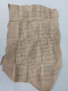 Bilet scris în limba germană al unui deţinut politic din Sibiu, găsit în zidurile Cazinoului din Constanţa/ Cazinoul a fost renovat în anii ’50 cu ajutorul deţinuţilor politic - FOTO