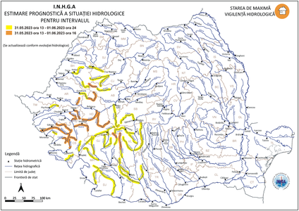 Hidrologii au prelungit Codul portocaliu pentru bazinul hidrografic Bârzava/ A fost emisă şi o avertizare Cod galben pentru râuri din 14 judeţe