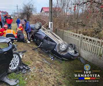 UPDATE - Accident rutier grav în judeţul Dâmboviţa / Două persoane au murit, între care şi un copil / Alte două persoane au fost transportate la spital