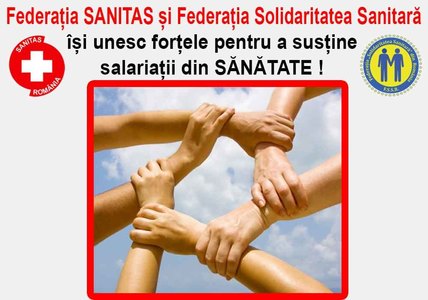 Sindicaliştii membri ai Federaţiei SANITAS protestează în faţa sediului Ministerului Muncii/ SANITAS anunţă acţiuni comune cu o altă mare federaţie sindicală din sistemul sanitar