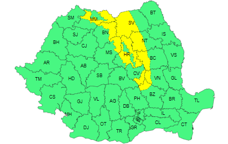 Cod galben privind intensificări ale vântului, în zece judeţe/ În Bucureşti, temperaturile vor ajunge chiar la 18-19 grade