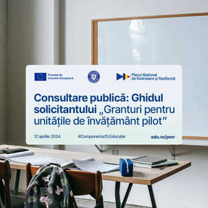 Ministerul Educaţiei a pus în consultare publică Ghidul solicitantului pentru un apel de proiecte în care şcolile pot primi finanţare de 200.000 de euro pentru abordări inovative de predare, de eficientizare a costurilor, digitalizare