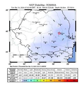 UPDATE - Cutremur cu magnitudinea 3.9, în judeţul Vrancea