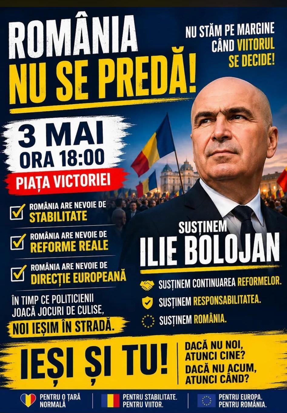 Sute de persoane cu opţiuni pro-europene, în Piaţa Victoriei/ Unii îl susţin pe Ilie Bolojan, alţii susţin ideea că în România trebuie făcută „curăţenie”, iar ţara să-şi păstreze parcursul pro-european