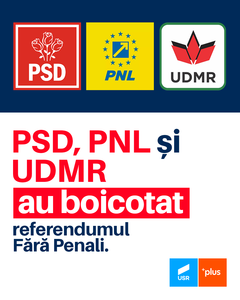 Barna: PSD, PNL şi UDMR au boicotat referendumul Fără Penali. Iniţiativa cetăţenească este parte din programul nostru de guvernare şi condiţie esenţială pentru participarea la orice coaliţie care vrea, într-adevăr, reformarea României
