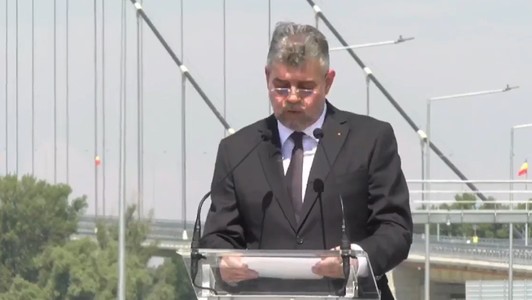 Inaugurarea podului de la Brăila - Marcel Ciolacu: Prin inaugurarea acestui pod spectaculos, România transmite Europei şi lumii întregi un mesaj clar: că vrem, ştim şi mai ales putem să ne construim destinul ca o naţiune europeană puternică şi mândră