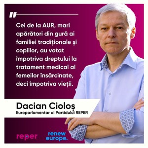 Dacian Cioloş, despre manipularea privind votul prin care „bărbaţii pot să nască” venită de la Cristian Terheş şi AUR: Marii apărători ai familiei tradiţionale au votat împotriva dreptului la tratament al femeilor însărcinate, deci împotriva vieţii