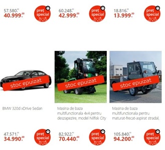 BLACK FRIDAY: eMag a vândut 32 de autovehicule, între care două autoutilitare. Cea mai scumpă, o maşină de curăţat strada, de 94.000 euro 