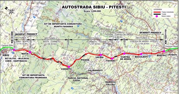 CNAIR anunţă câştigătorul licitaţiei pentru proiectarea şi execuţia lucrărilor de construcţie a secţiunii 2 din autostrada Sibiu - Piteşti, între Boiţa şi Cornetu, contract de 4,25 miliarde lei fără TVA /  Care este stadiul celorlalte secţiuni
