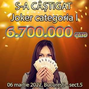 Loteria Română anunţă că a fost câştigat cel mai mare premiu din istoria jocului Joker, peste 6,7 milioane euro. Biletul a fost jucat in Bucuresti si a costat 18,50 lei

