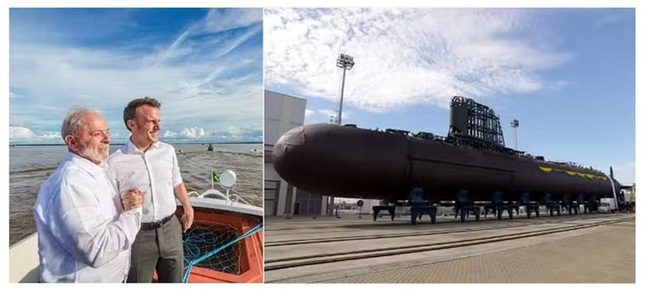 Preşedinţii Franţei şi Braziliei au lansat miercuri un submarin construit în ţara sud-americană cu tehnologie franceză