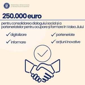 MIPE lansează un apel de proiecte dedicat consolidării dialogului social şi dezvoltării parteneriatelor pentru ocupare şi formare în Valea Jiului