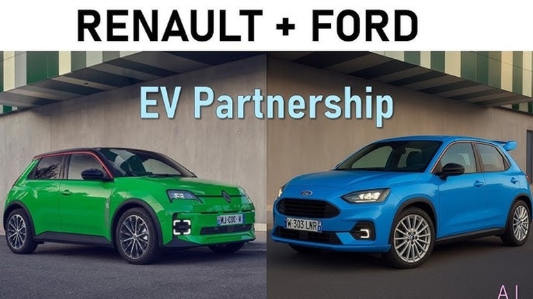 Ford și Renault prezentând prototipuri de vehicule electrice Europa și vehicule comerciale ușoare în cadrul parteneriatului Ford Renault pentru piața europeană. | sursa foto: News.ro
